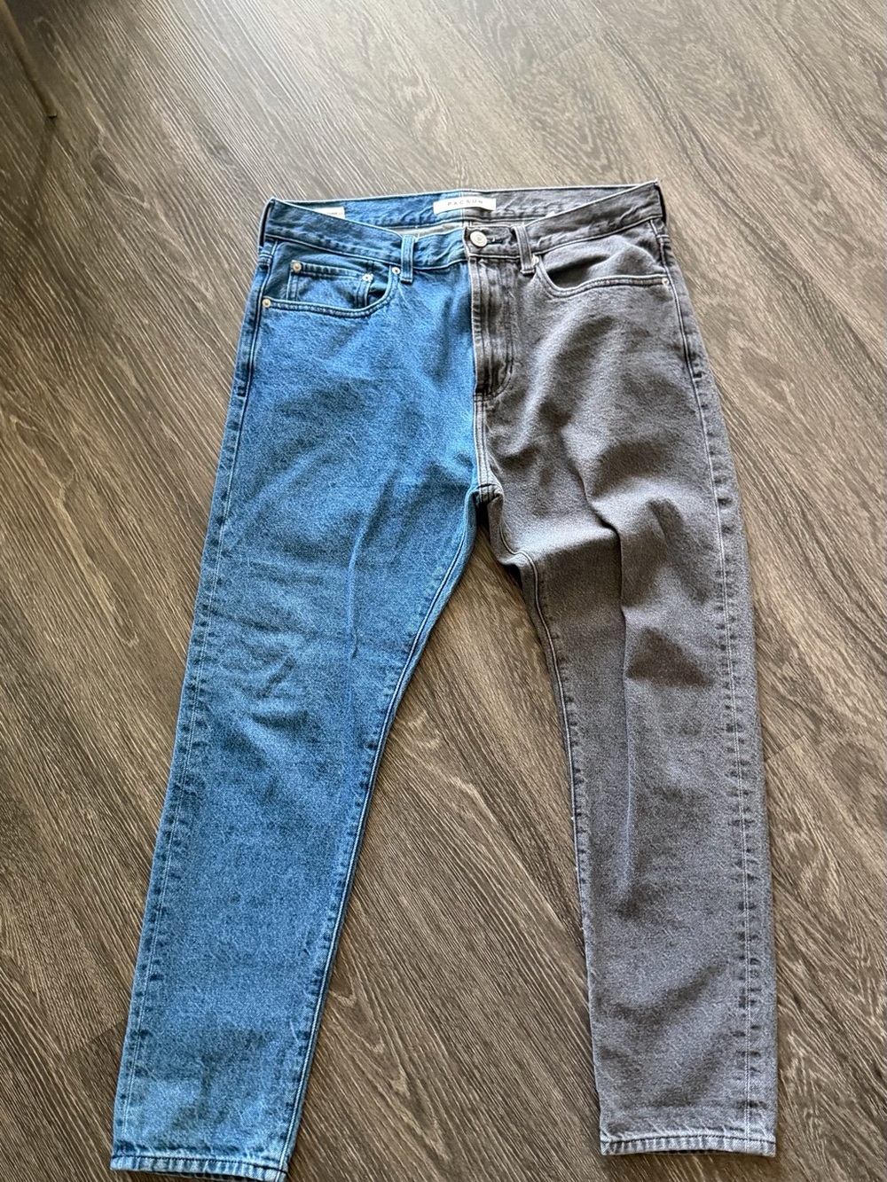 PacSun Men's Two-Tone Denim Jeans in Blue and Gray
